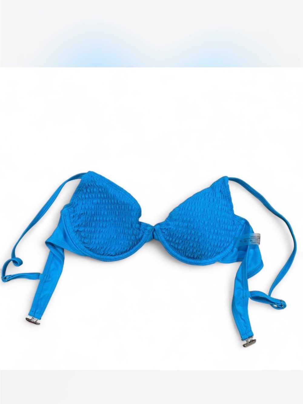 Bright Blue Textured Push-Up Bikini Top